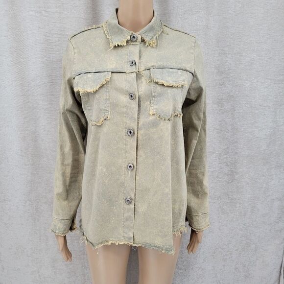 Venti6 Tops - Venti6 Italian Distressed Button Down or Lightweight Schacket Women's Medium